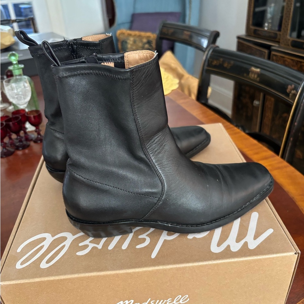 Madewell Black Leather Mid-Calf Boots